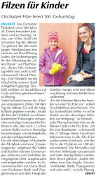 Am Tag der offenen Tür zum 100. Geburtstag der Filzfabrik gibt es Führungen, Ausstellungen sowie eine Erinnerungsecke. Aber auch die Kinder kommen in der Filz-Ecke mit Basteltante Lydia Pfennig voll auf ihre Kosten.