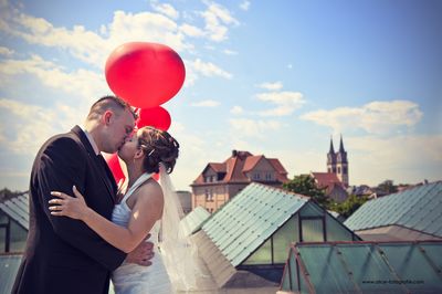 Hochzeitsfotos auf dem Gelände der Filzfabrik